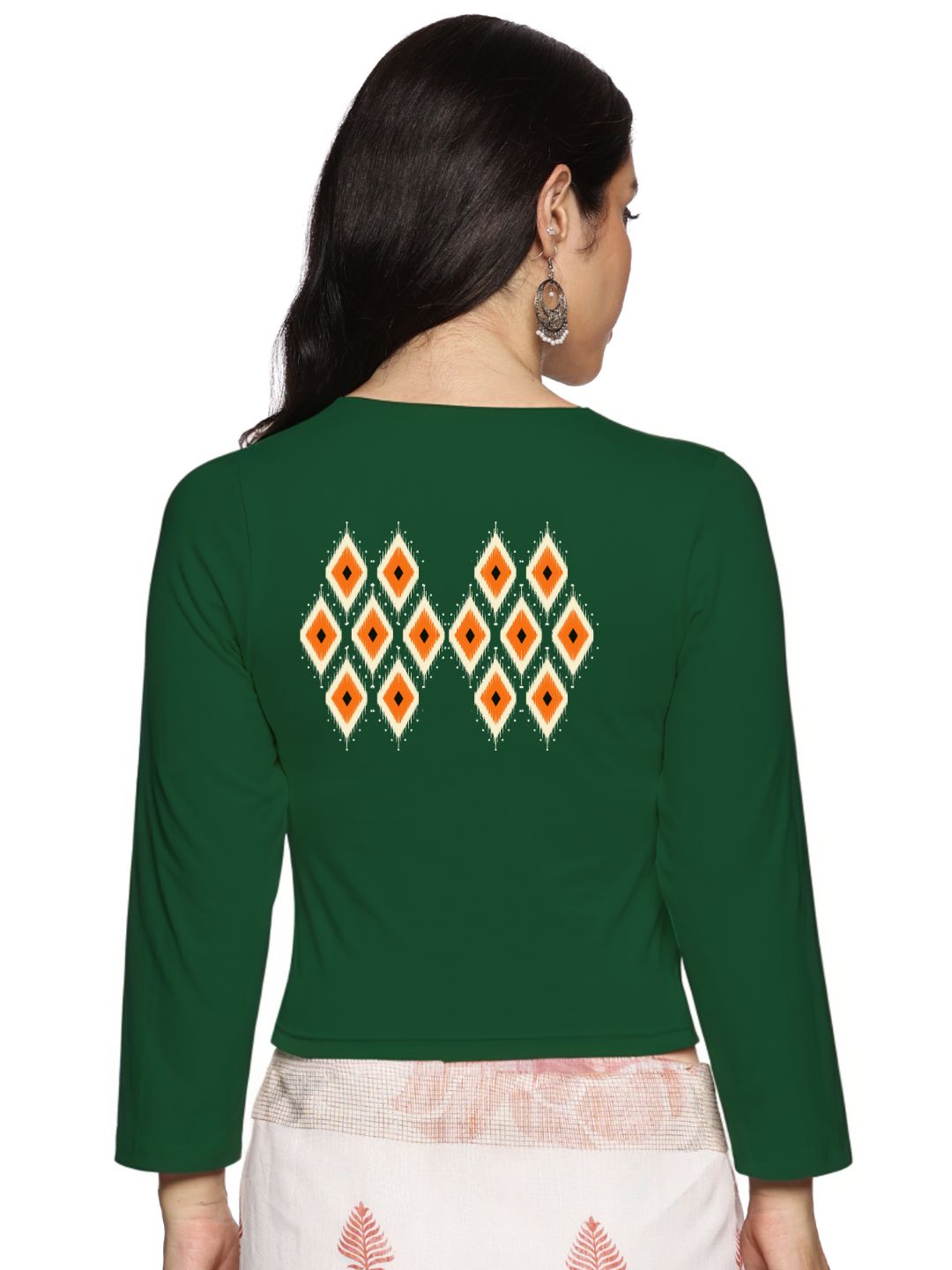 Women Three Fourth Sleeve Back Print Stretchable Blouse U0105 - notyetbyus