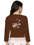 Women Three Fourth Sleeve Back Print Stretchable Blouse U0106 Honey Brown