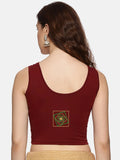 DIY Embroidery Kit with Women Stretchable Sleeveless Blouse E05 – Maroon