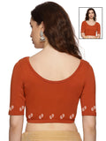 Women Back Printed Stretchable  Half Sleeve Blouse U089 Rust