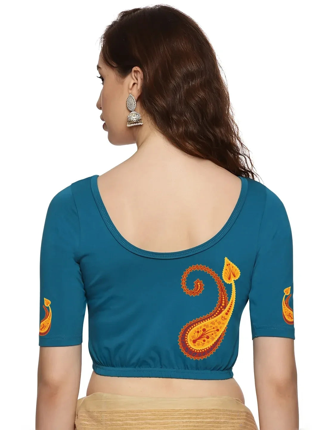 Women Back Printed Stretchable Blouse U0177 - notyetbyus