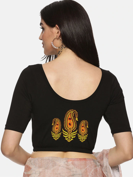 Women Back Printed Stretchable Blouse U051 - notyetbyus