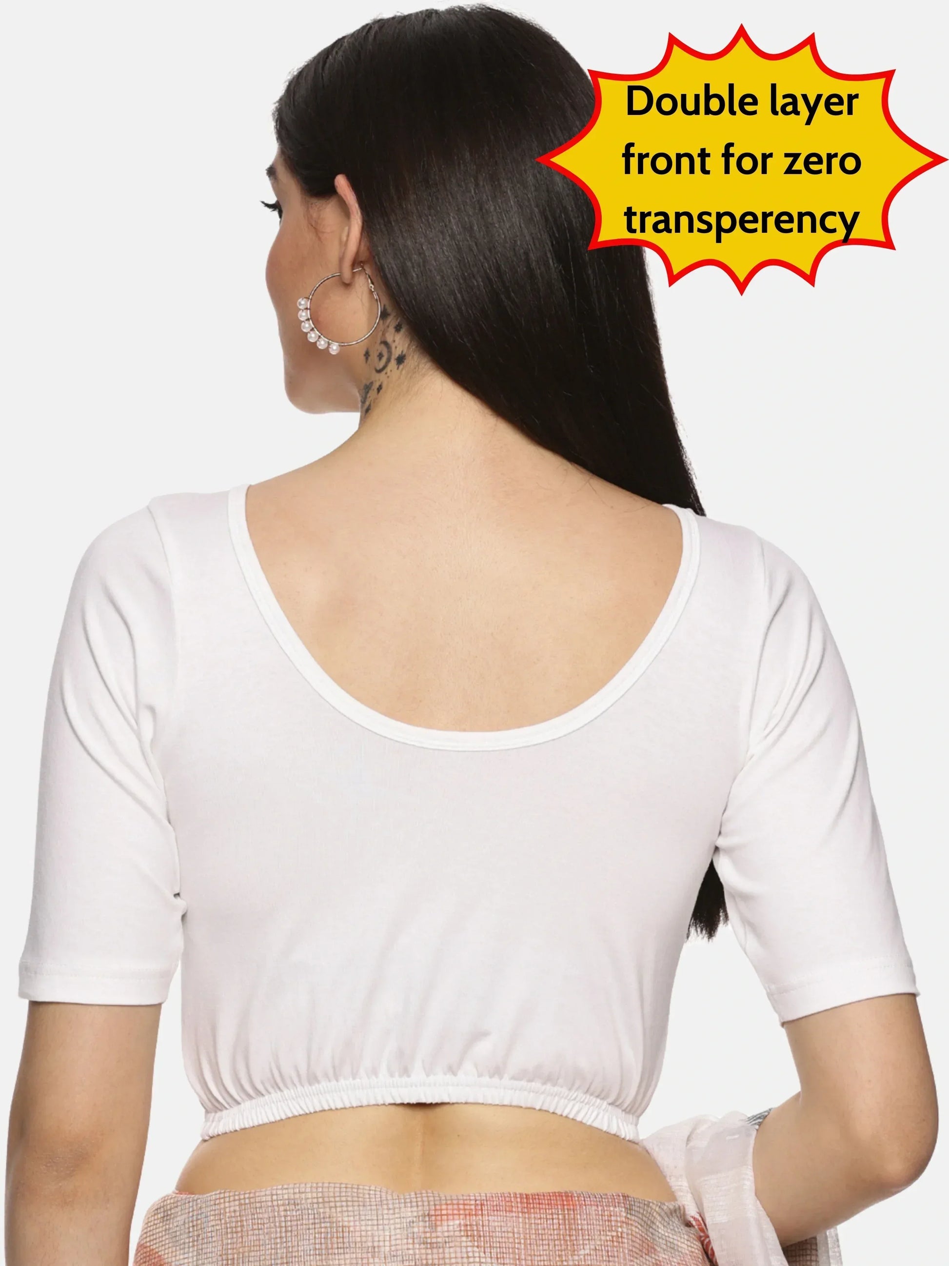 Women Plain Stretchable Blouse U01B - notyetbyus