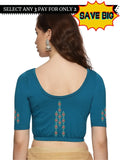 Women Back Printed Stretchable Half Sleeve Blouse U0178 peacock