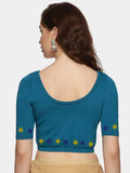 Women Back Printed Stretchable Half Sleeve Blouse U0193 Peacock