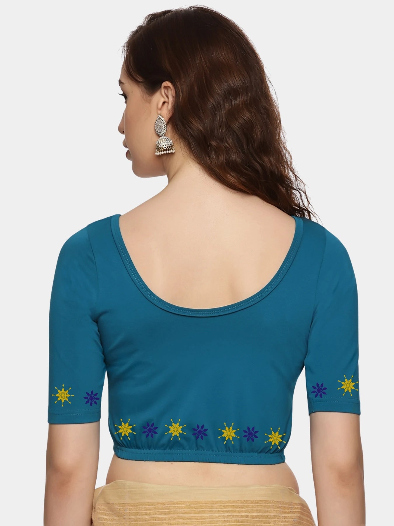 Women Back Printed Stretchable Blouse U0193