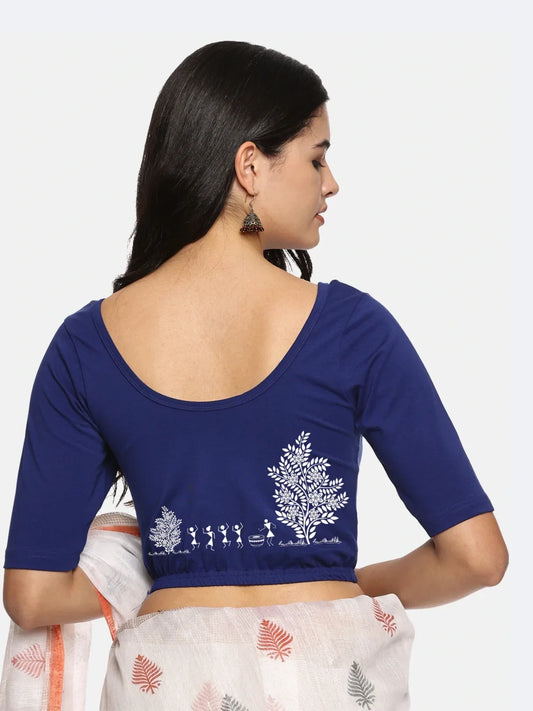 Women Back Printed Stretchable Blouse U0165 - notyetbyus