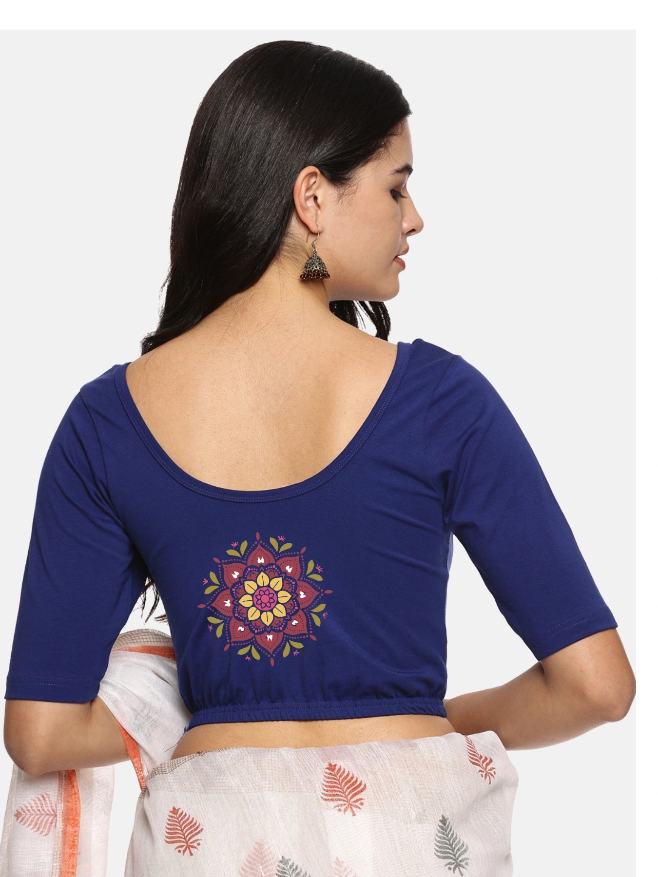 Women Back Printed Stretchable Blouse U0200