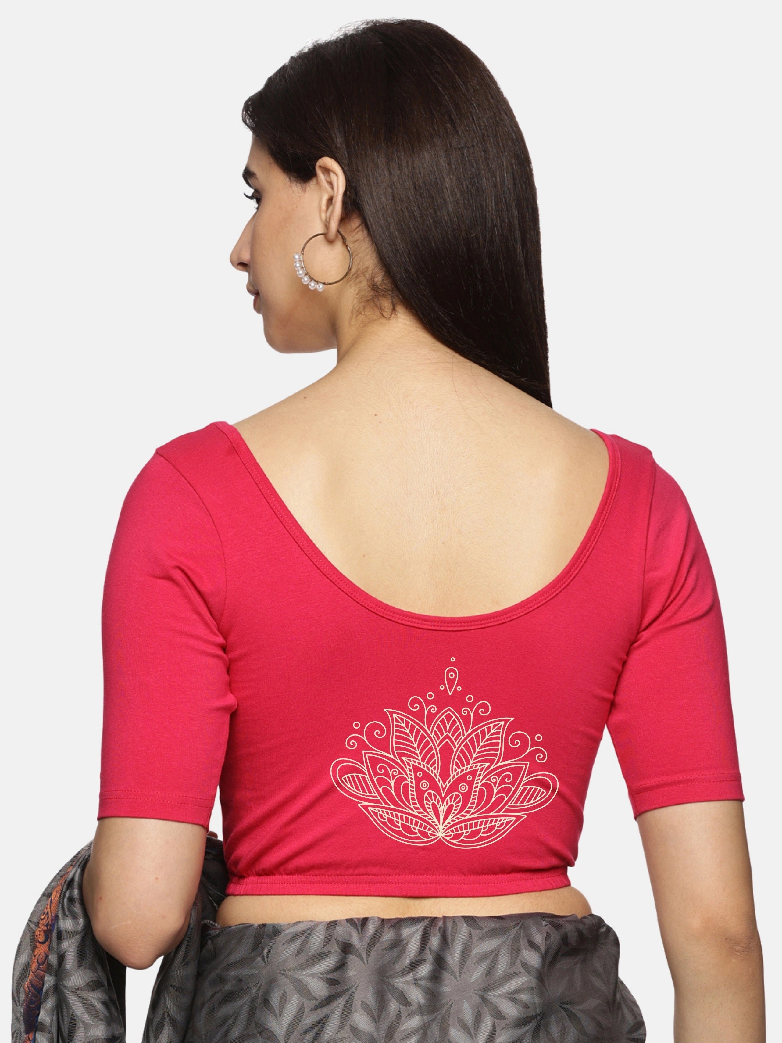 Women Back Printed Stretchable Blouse U03 - notyetbyus