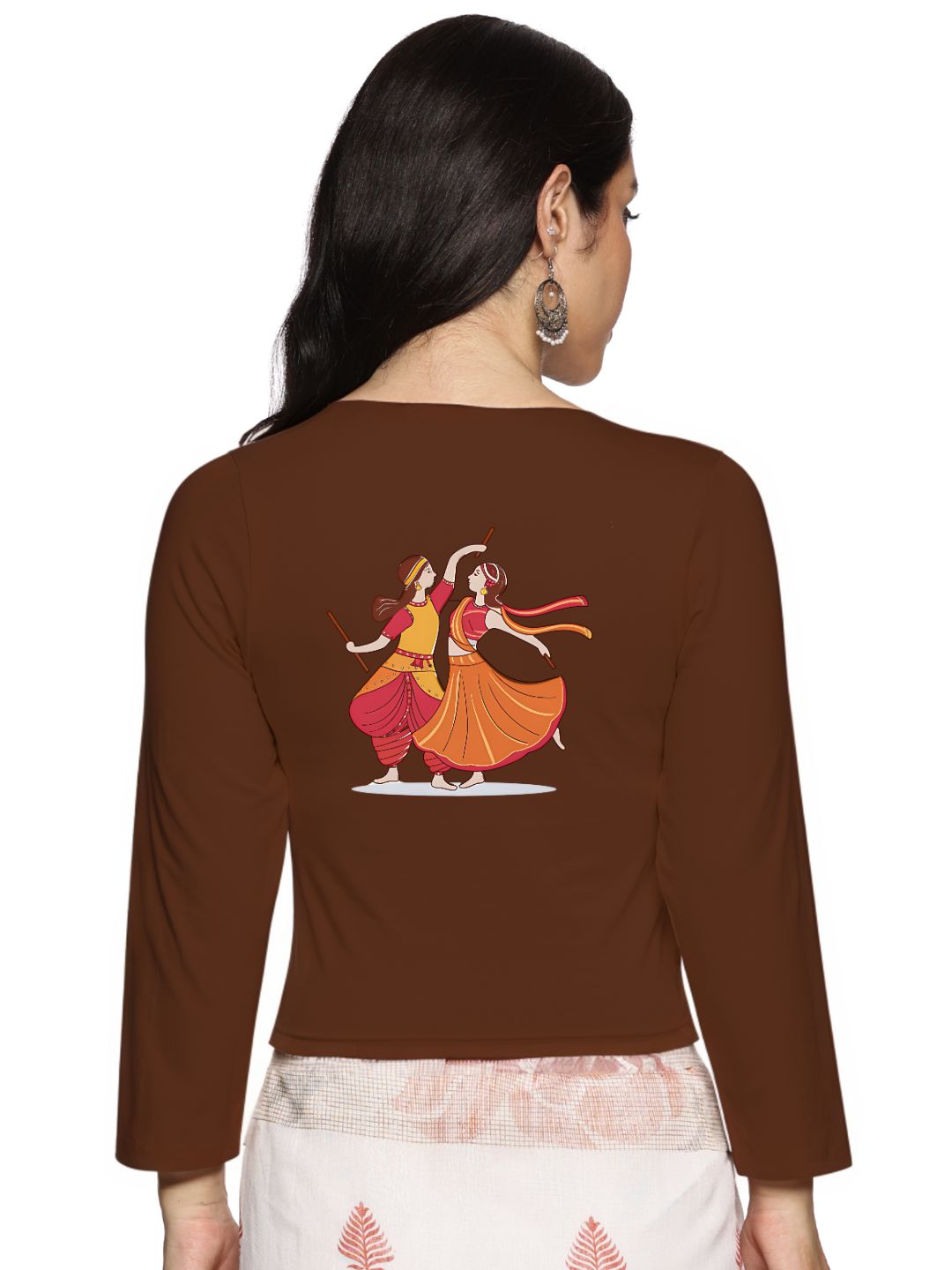Women Three Fourth Sleeve Back Print Stretchable Blouse U0110 - notyetbyus