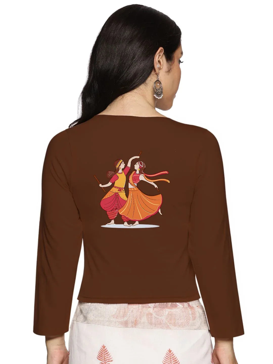 Women Three Fourth Sleeve Back Print Stretchable Blouse U0110 - notyetbyus