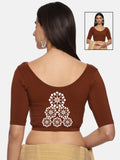 Women Back Printed Stretchable Half Sleeve Blouse U0224 Honey Brown