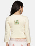 DIY Embroidery Kit with Women Stretchable Three Fourth Sleeve Blouse E05 – Cream