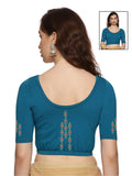 Women Back Printed Stretchable Half Sleeve Blouse U0178 peacock