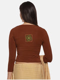 DIY Embroidery Kit with Women Stretchable Three Fourth Sleeve Blouse E05 – Honey Brown