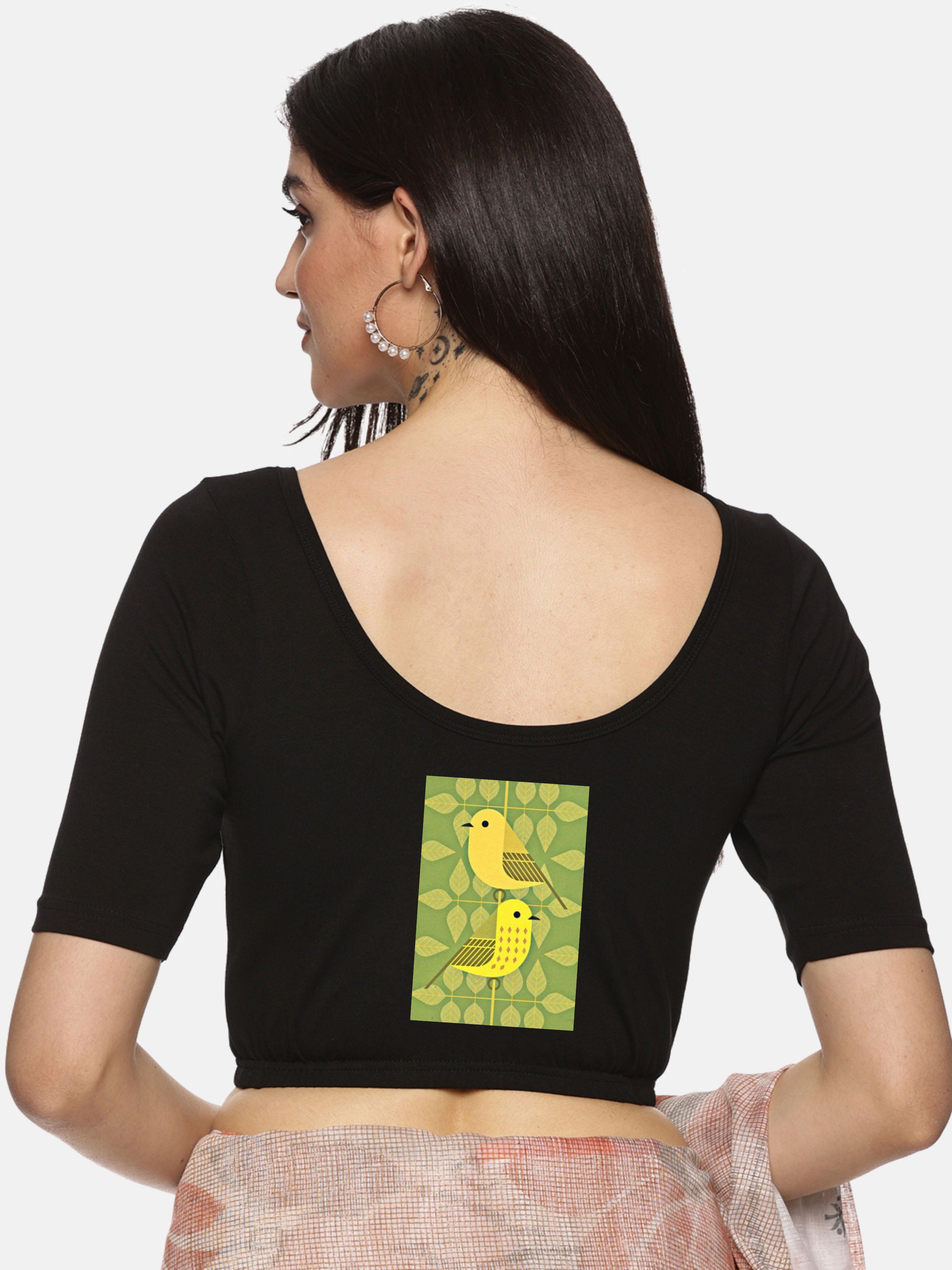 Women Back Printed Stretchable Blouse U035 - notyetbyus