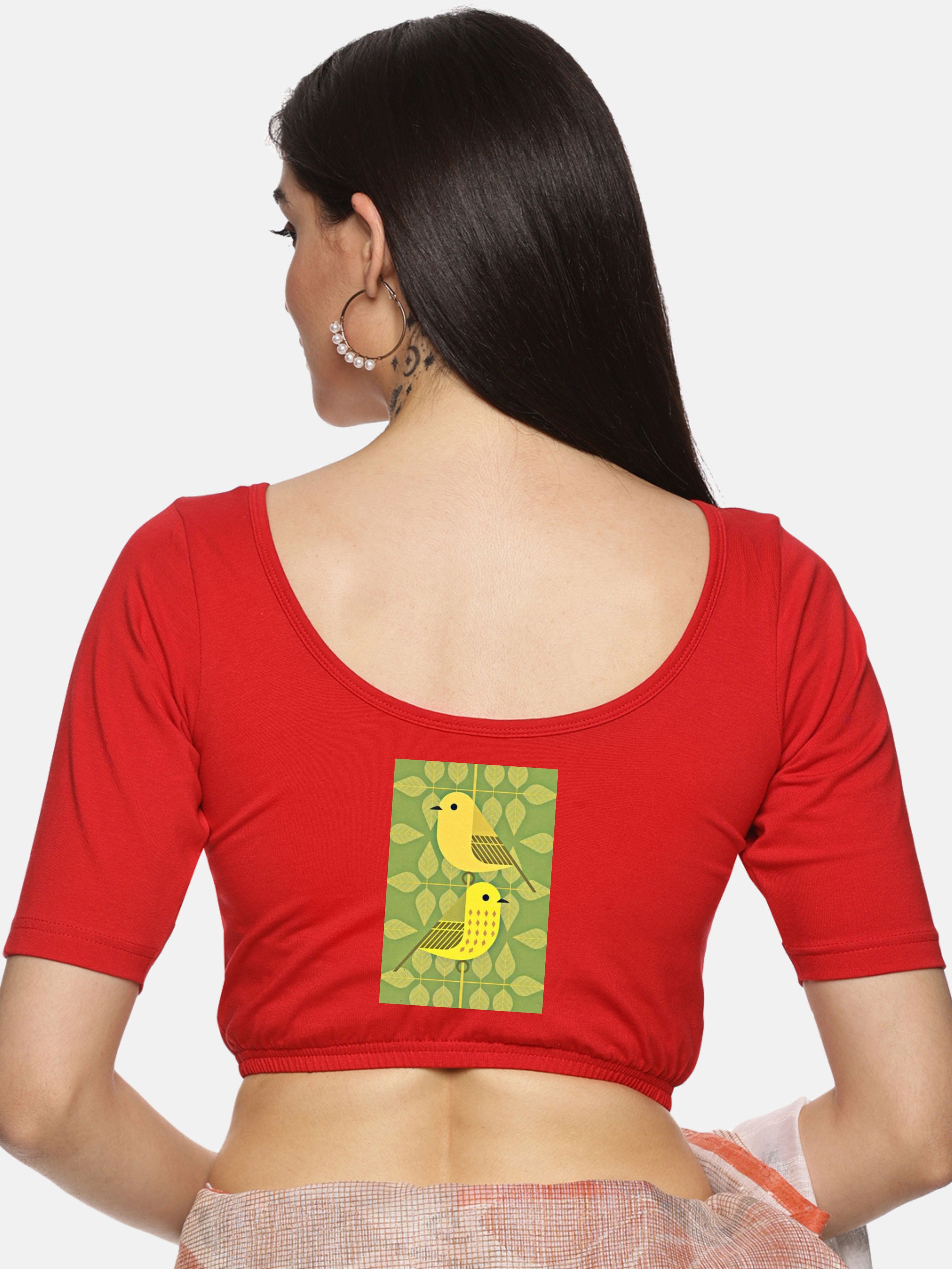 Women Back Printed Stretchable Blouse U035 - notyetbyus