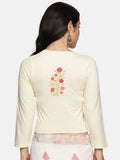 Women Three Fourth Sleeve Back Print Stretchable Blouse U0182 Cream
