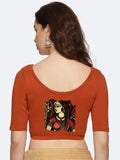 Women Back Printed Stretchable Half Sleeve Blouse U0162 Rust