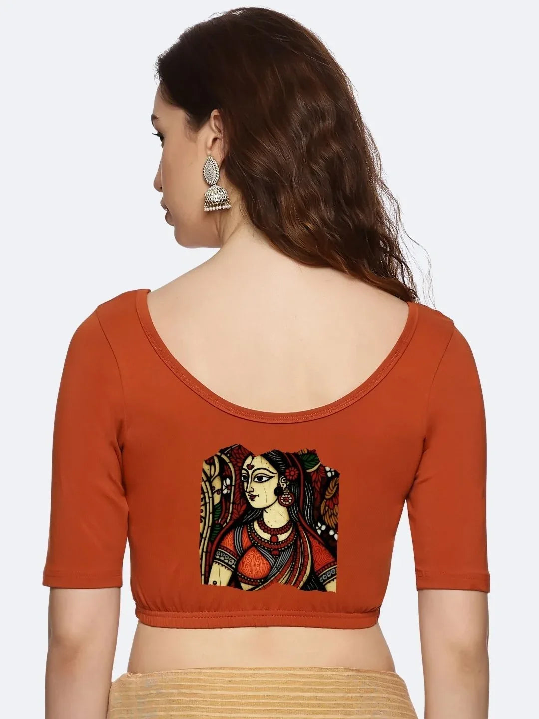 Women Back Printed Stretchable Blouse U0162 - notyetbyus