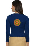 Women Three Fourth Sleeve Back Print Stretchable Blouse U0129 Royal Blue
