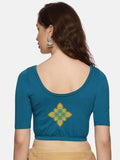 Women Back Printed Stretchable Half Sleeve Blouse U0166 peacock