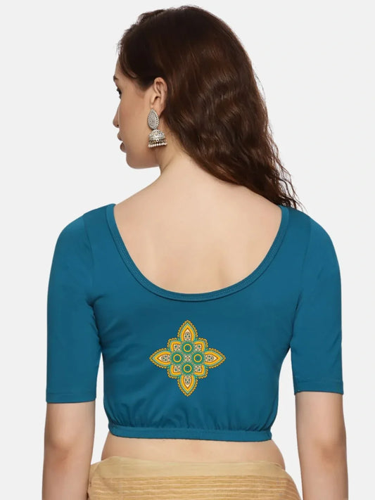 Women Back Printed Stretchable Blouse U0166 - notyetbyus