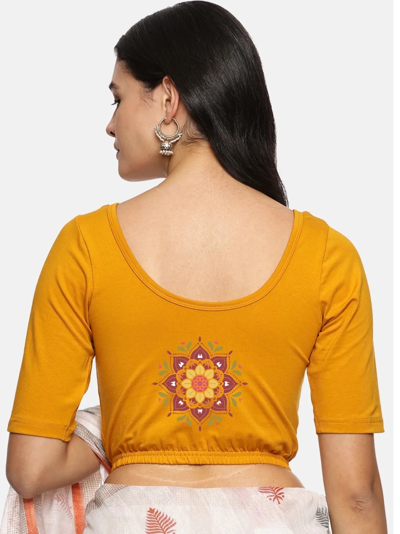 Women Back Printed Stretchable Blouse U0200 - notyetbyus