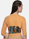 Women Back Printed Stretchable Elbow Sleeve RIB Blouse U0160 Mango