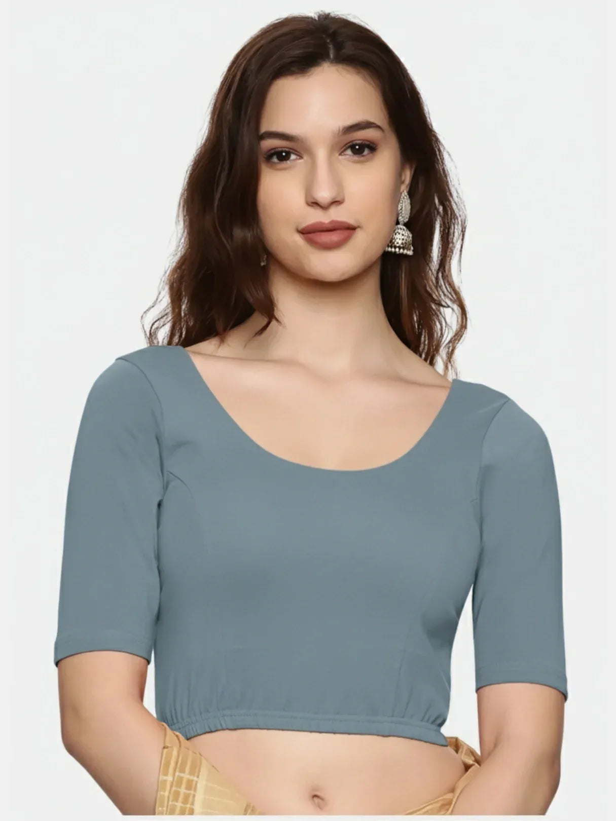 Women Plain Stretchable Blouse U01B - notyetbyus