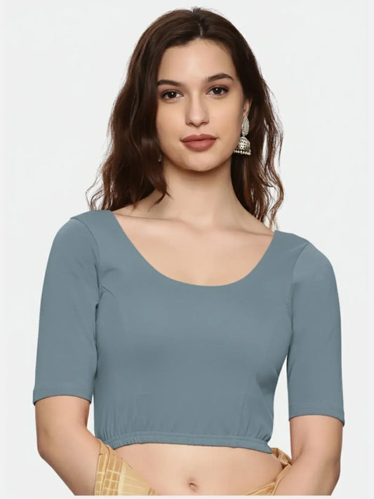 Women Plain Stretchable Blouse U01B - notyetbyus