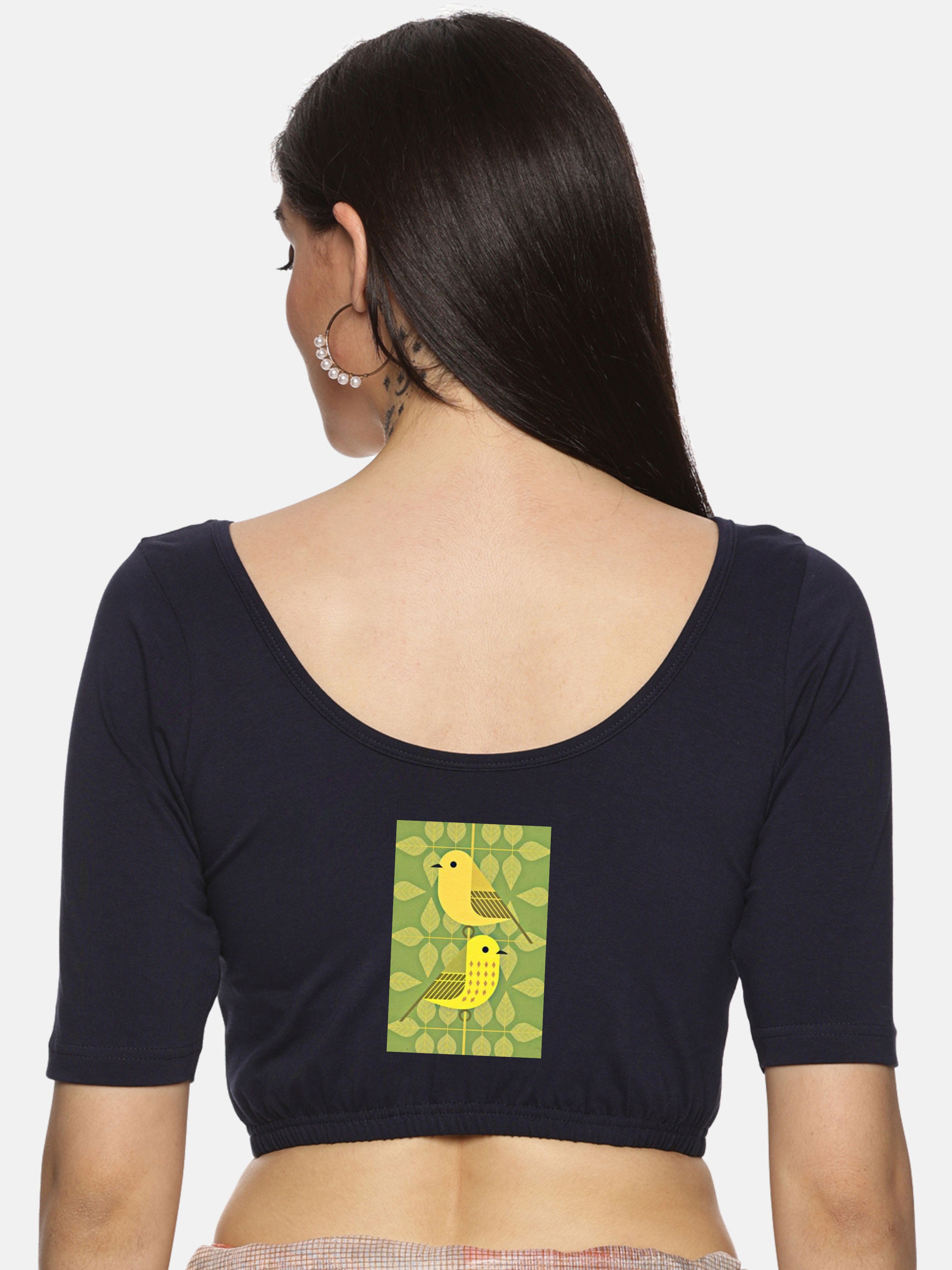 Women Back Printed Stretchable Blouse U035 - notyetbyus