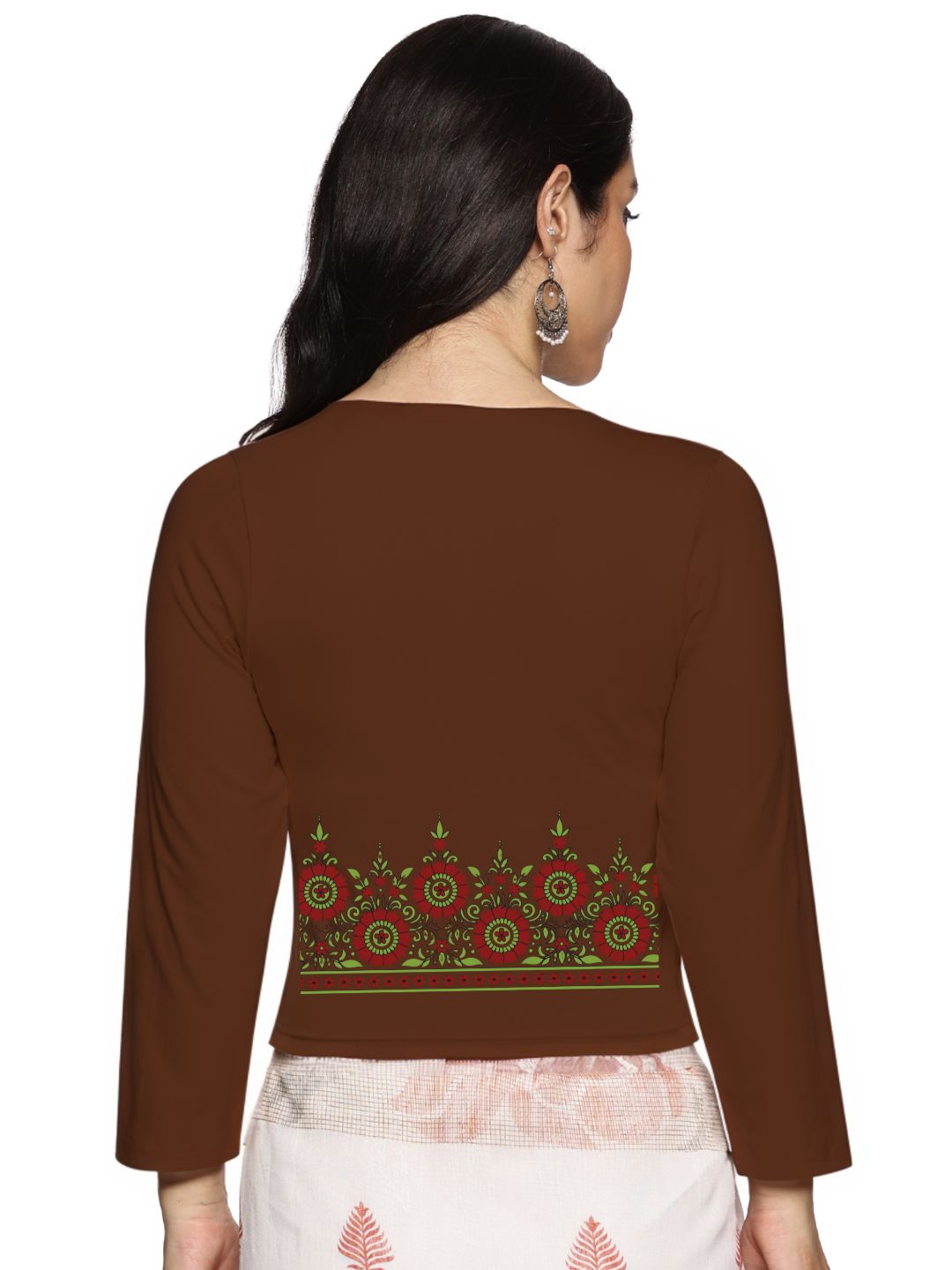 Women Three Fourth Sleeve Back Print Stretchable Blouse U0123 - notyetbyus