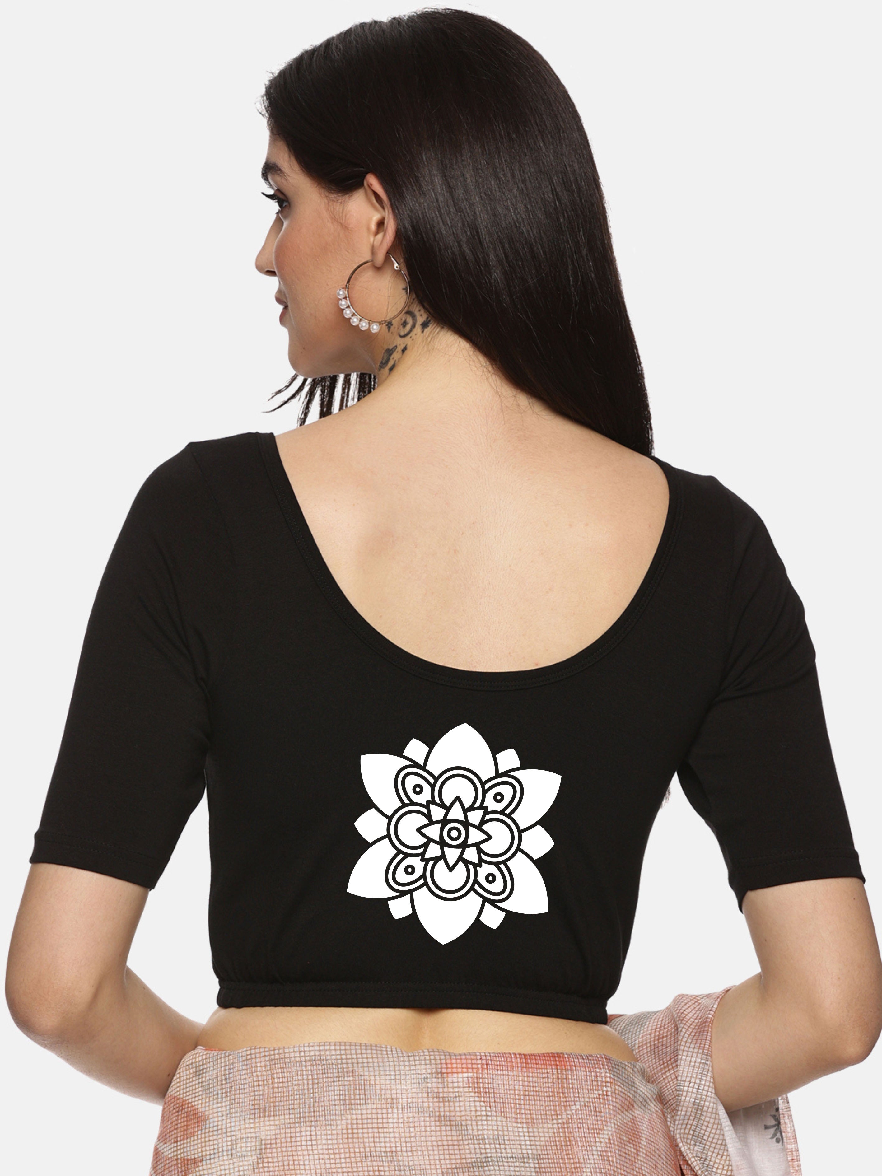 Women Back Printed Stretchable Blouse U037 - notyetbyus