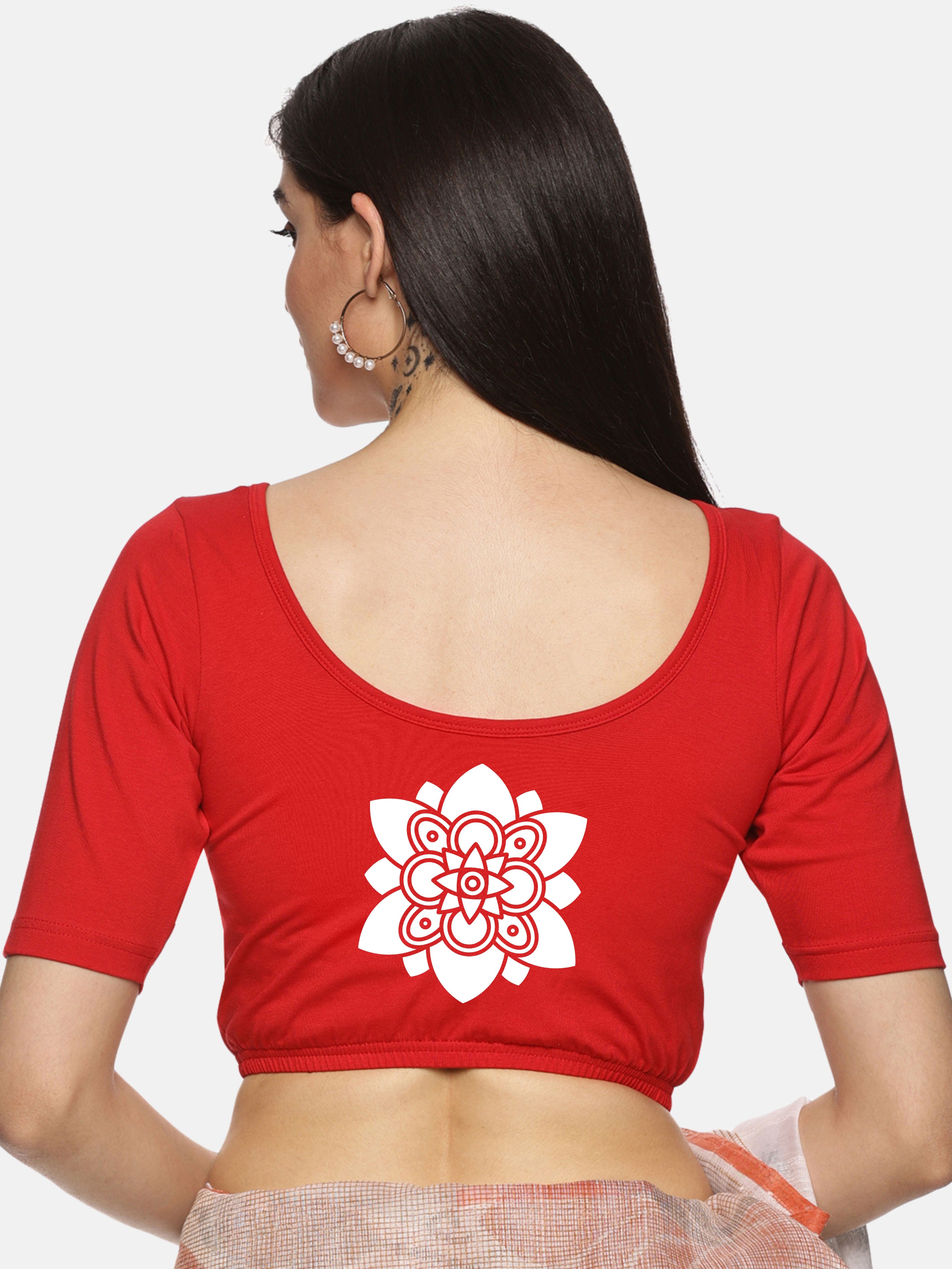 Women Back Printed Stretchable Blouse U037 - notyetbyus