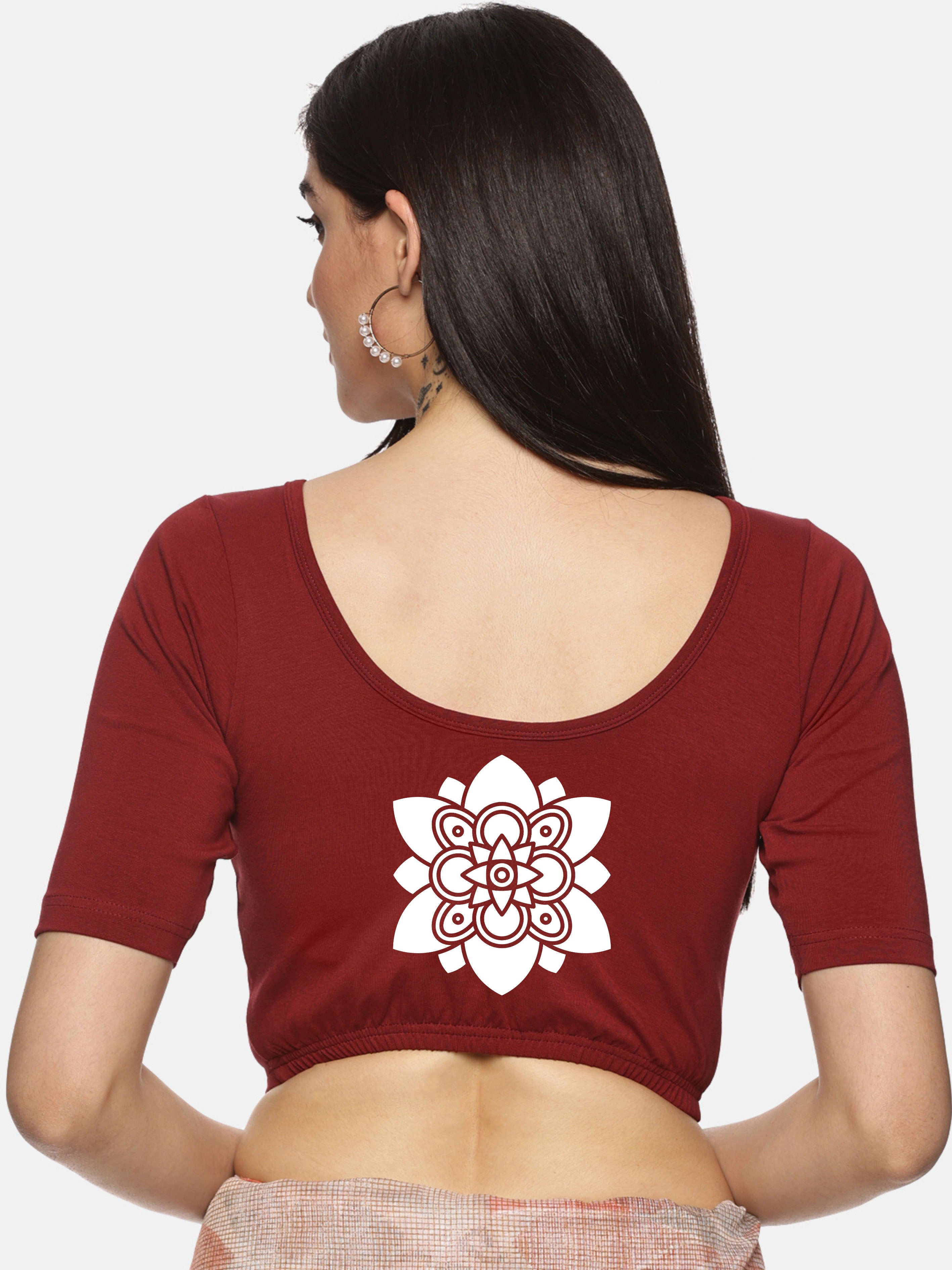 Women Back Printed Stretchable Blouse U037 - notyetbyus