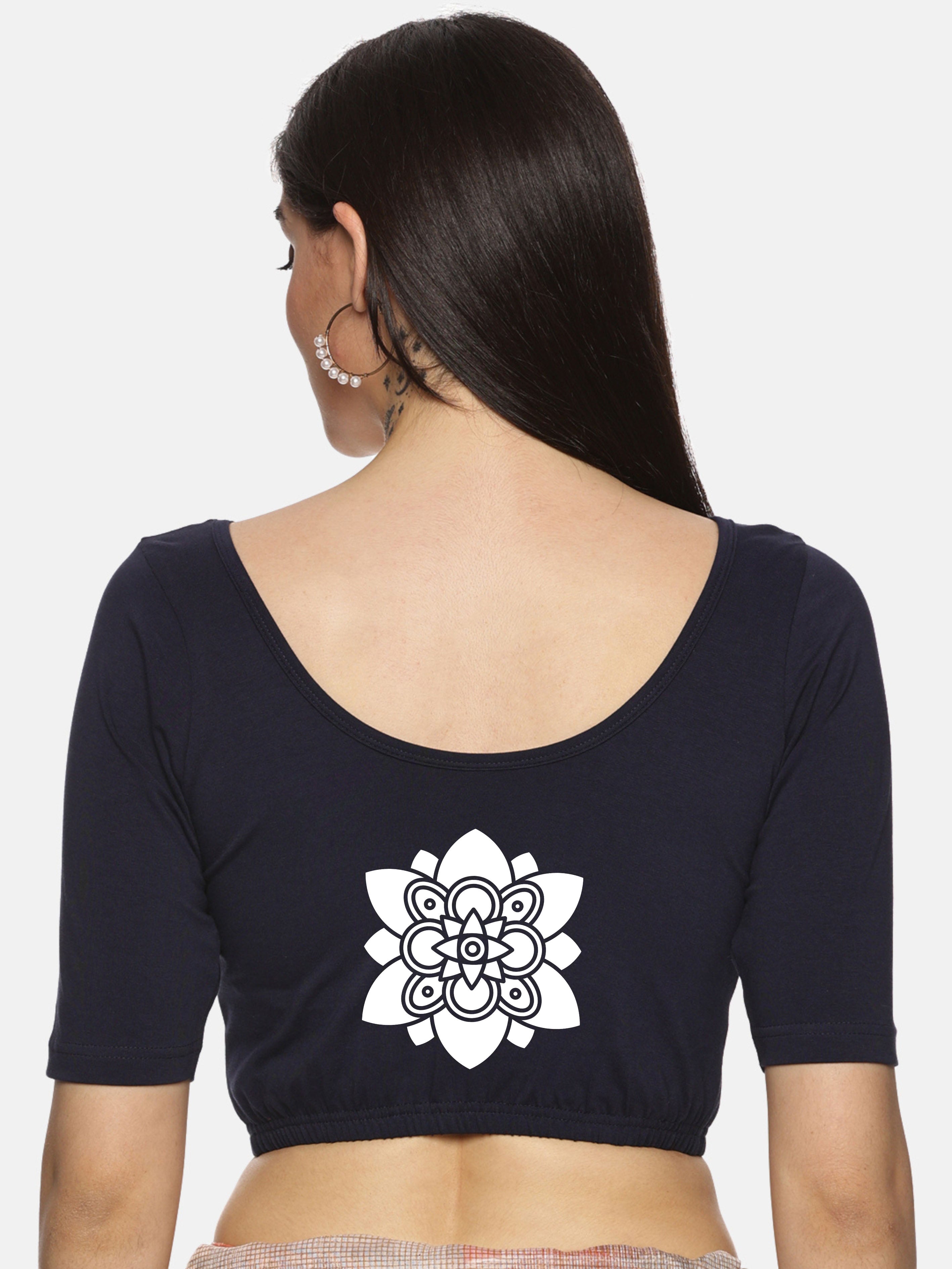 Women Back Printed Stretchable Blouse U037 - notyetbyus