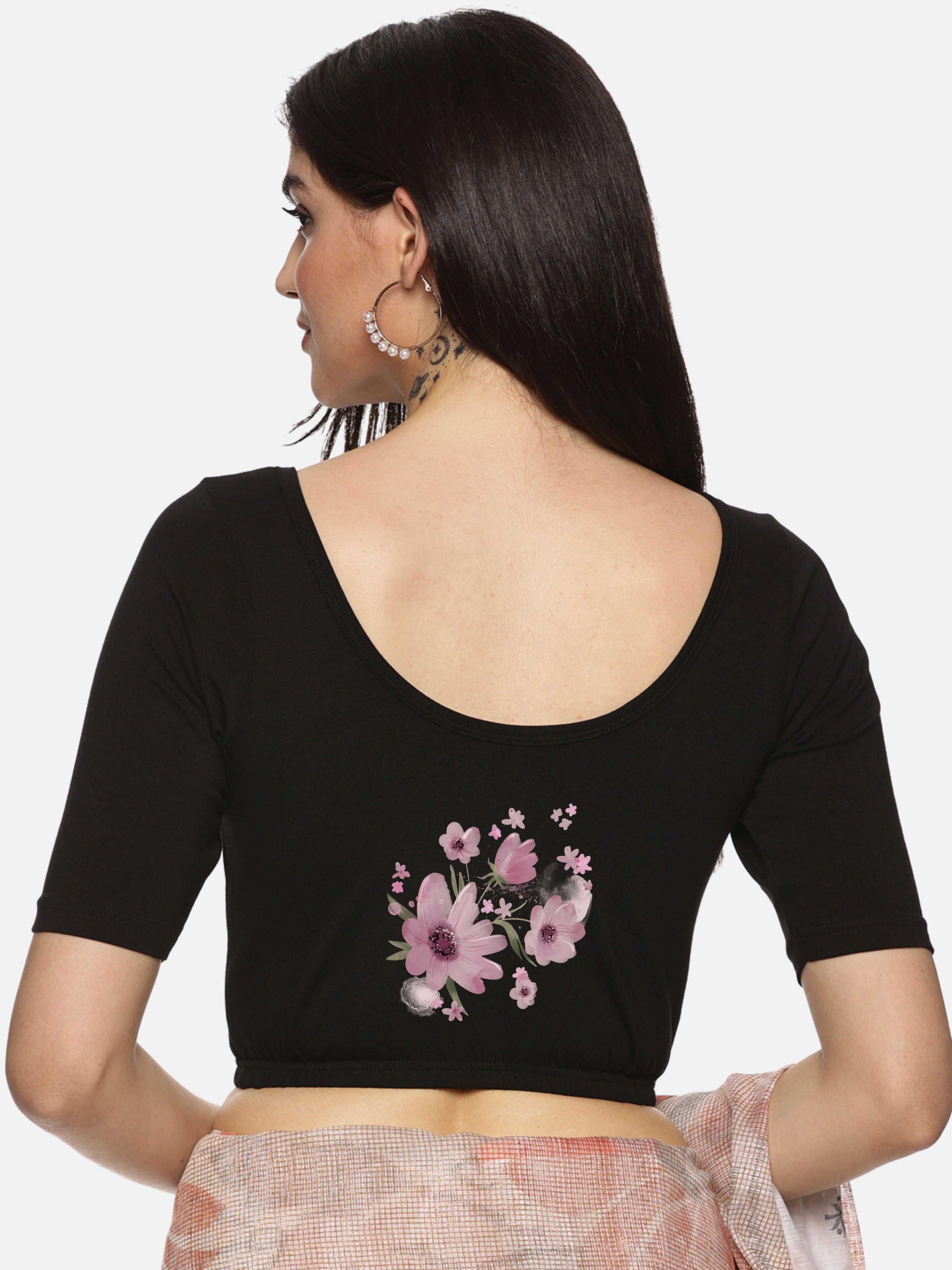 Women Back Printed Stretchable Blouse U038 - notyetbyus