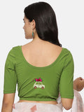 DIY Embroidery Kit with Women Stretchable Half Sleeve Blouse E013 – Mehndi Green