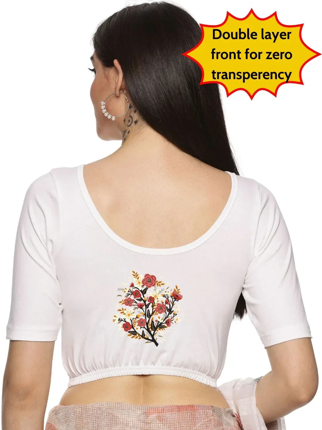 Women Back Printed Stretchable Blouse U0174 - notyetbyus