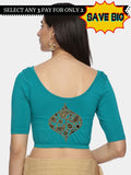 Women Back Printed Stretchable  Half Sleeve Blouse U0194 Rama Green