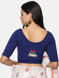 DIY Embroidery Kit with Women Stretchable Half Sleeve Blouse E013 –Royal Blue