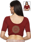 Women Back Printed Stretchable Half Sleeve Blouse U057 Maroon