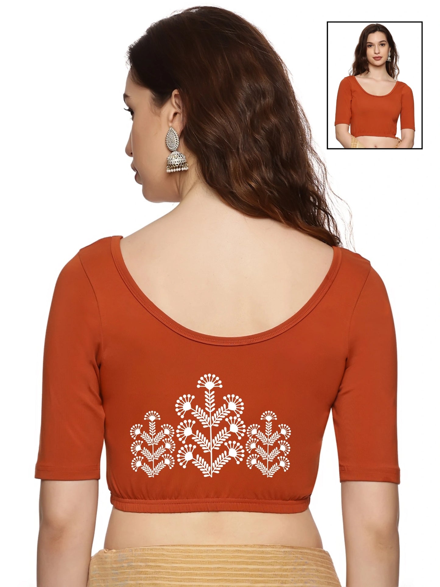 Women Back Printed Stretchable Blouse U019