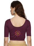 DIY Embroidery Kit with Women Stretchable Half Sleeve Blouse E08 – Violet