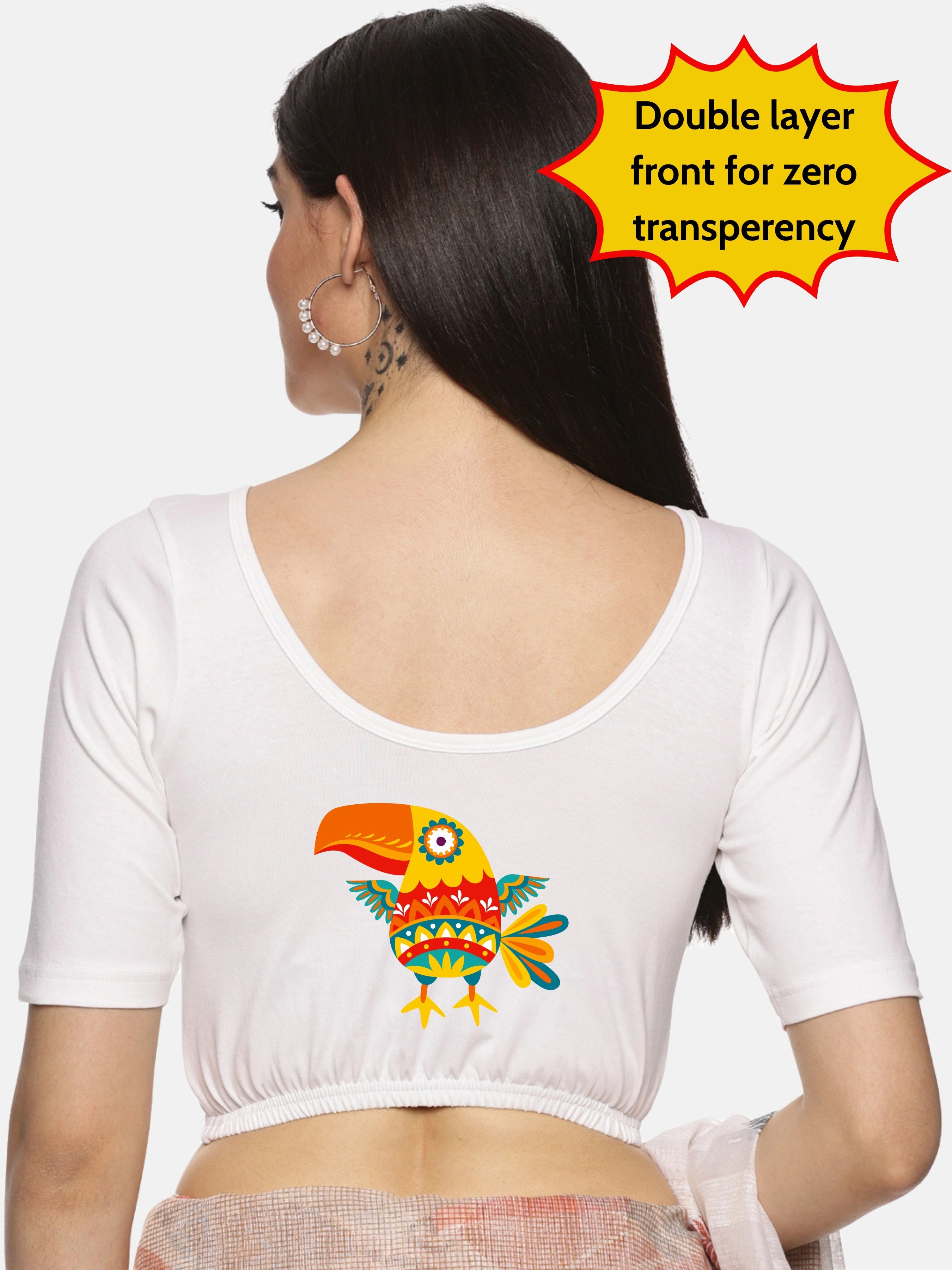 Women Back Printed Stretchable Blouse U09 - notyetbyus