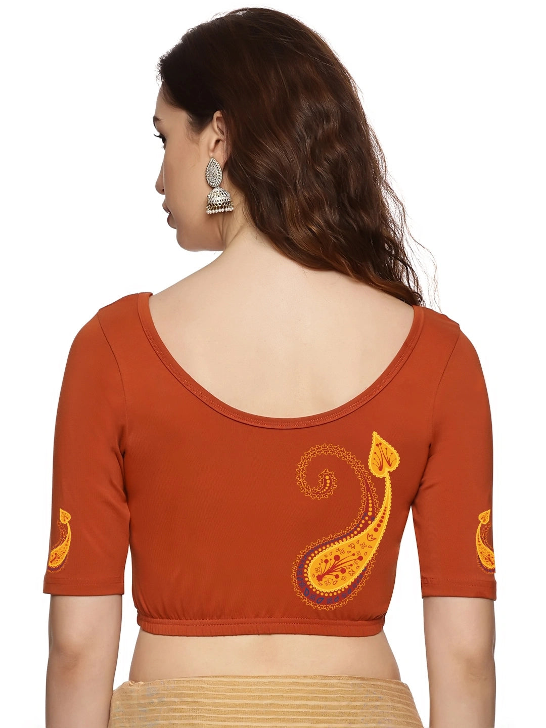 Women Back Printed Stretchable Blouse U0177