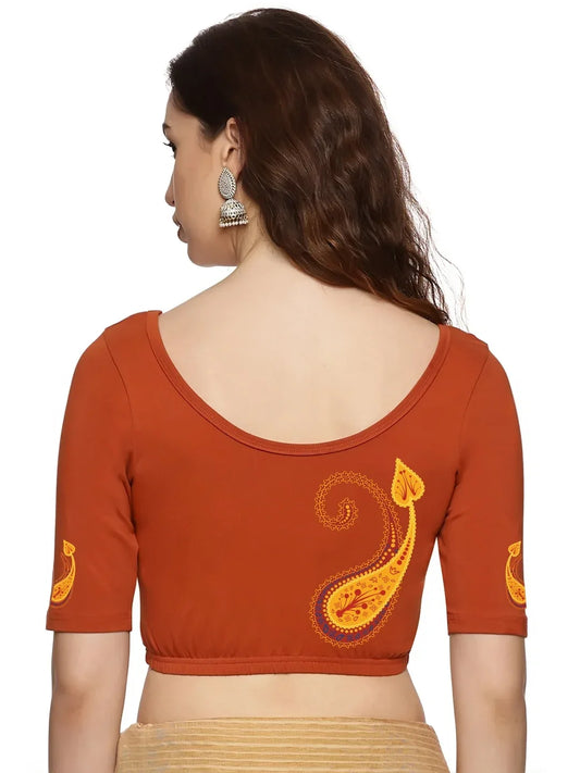 Women Back Printed Stretchable Blouse U0177 - notyetbyus