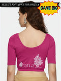 Women Back Printed Stretchable  Half Sleeve Blouse U0165 Rani Pink