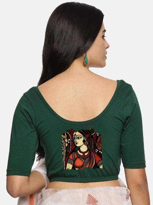 Women Back Printed Stretchable Blouse U0162 - notyetbyus